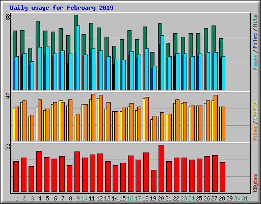 Daily usage for February 2019